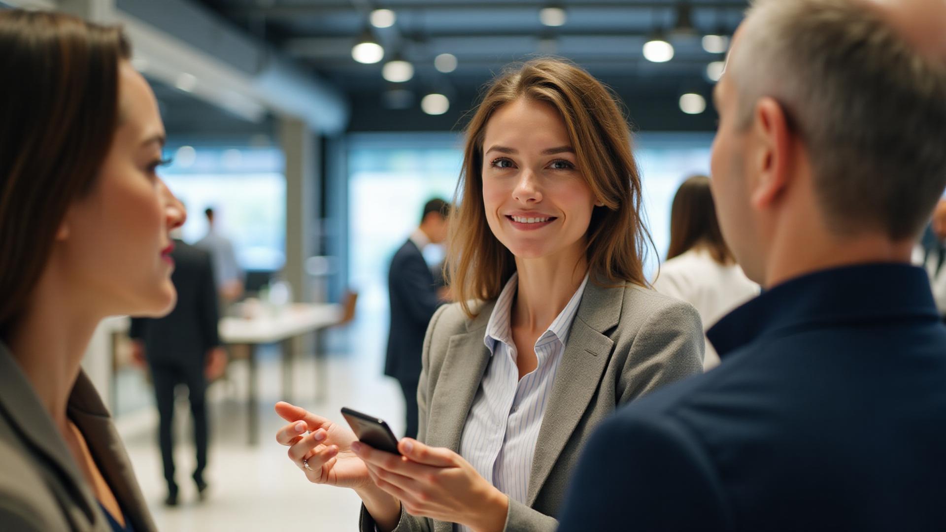 Conseiller commercial avec des clients