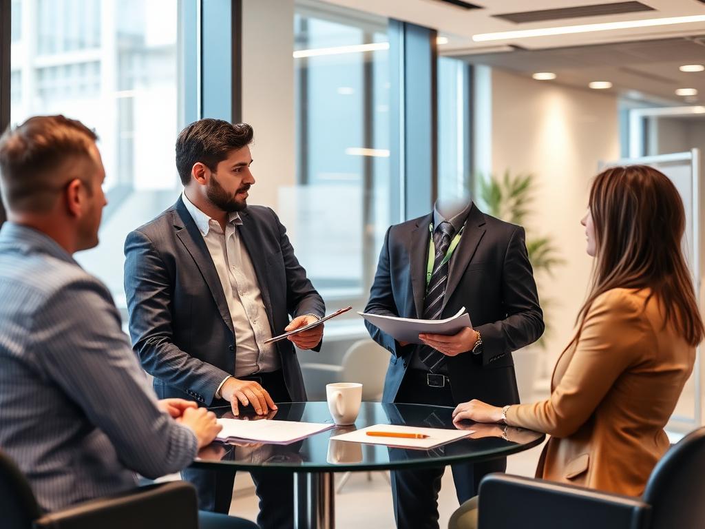 Manager commercial en réunion d'équipe