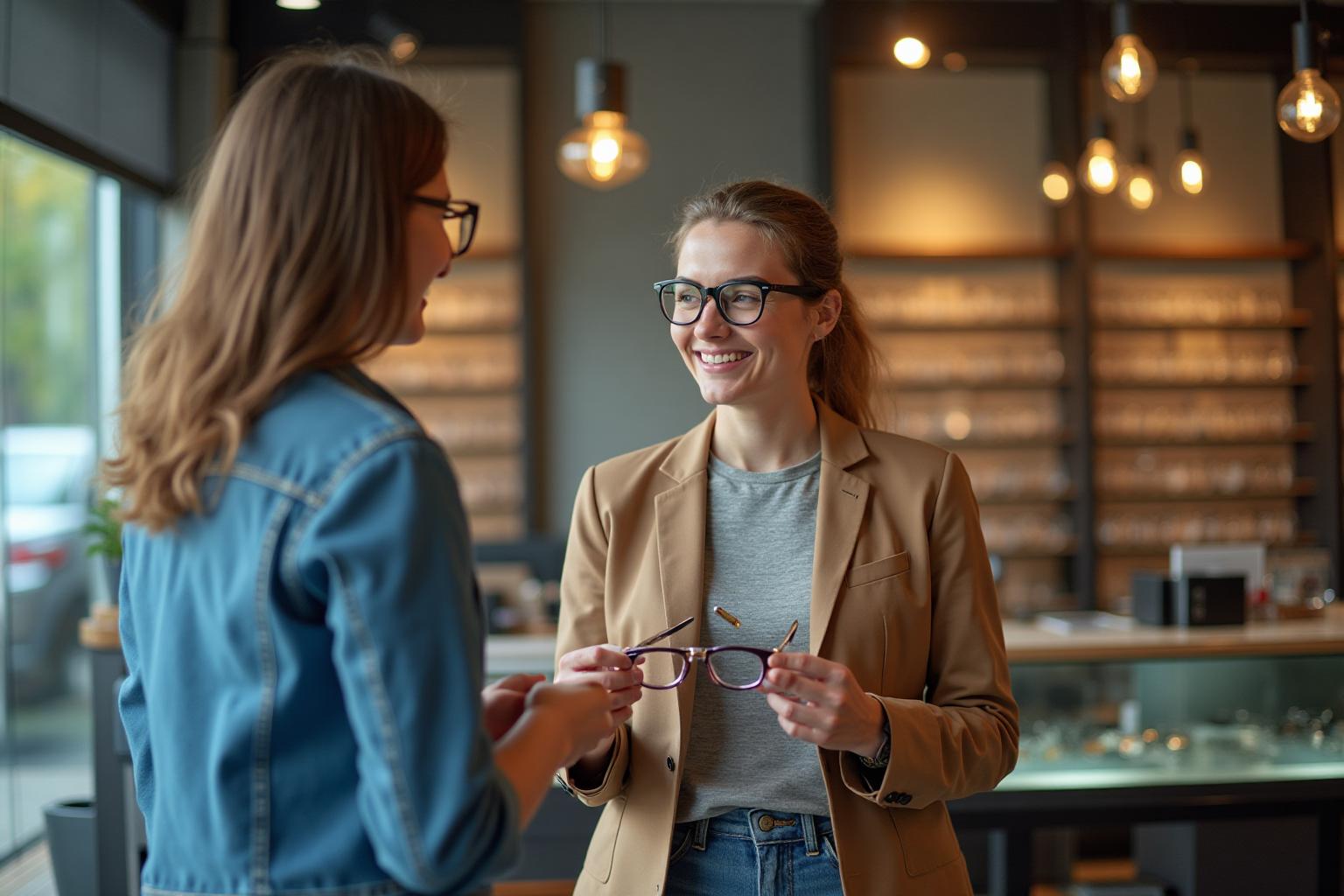 Opticien conseillant un client